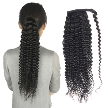 natural color kinky curly hair mongolian ponytail, vigin brazilian hair extension,the best selling curly ponytail