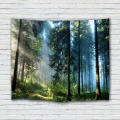 Forest Tapestry Wall Hanging Trees Trunks Green Blue Nature Sunlight Quiet Tapestry for Livingroom Bedroom Dorm Home Decor