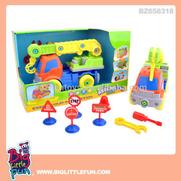 Intelligent toy self assemble toy truck crane