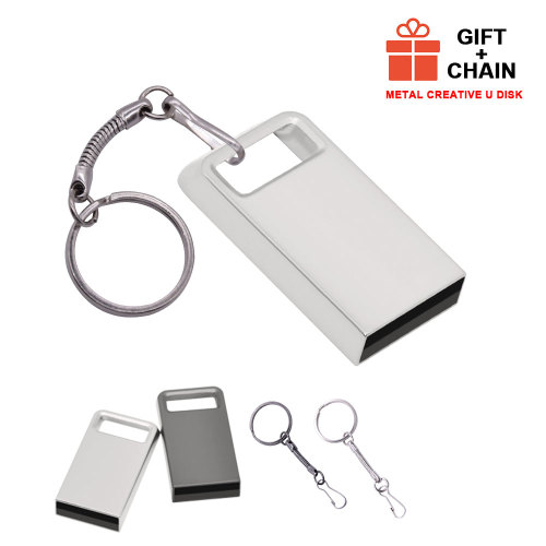 Mini metalen USB-geheugenstick met sleutelhanger