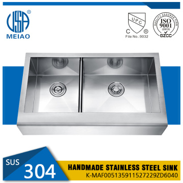 Handmace Stainless Steel Apron Double Sink Kitchen Sink