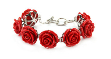 Juliet red flower rose charm bracelet 2013 trendy bracelet 1123-AA