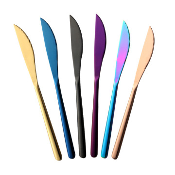 Cheap Price Thick Rainbow Flatware Metal Korean Knife