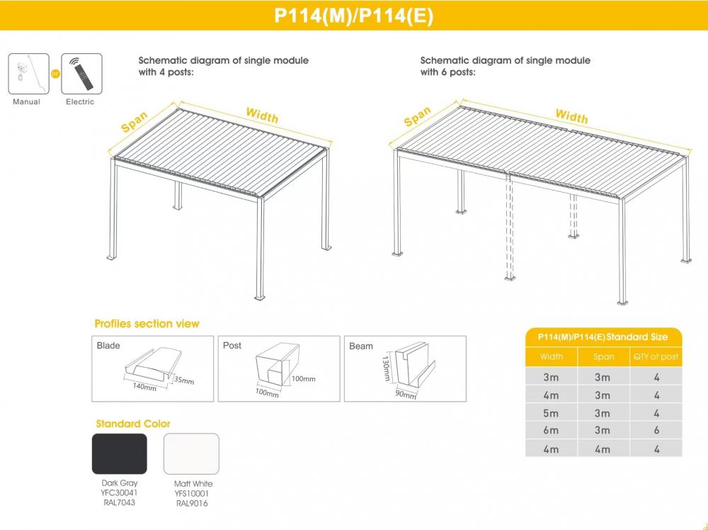 Aluminum Pergola P114