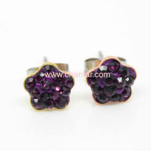 Beatiful Flower Shape Purple Crystal Stud Earring
