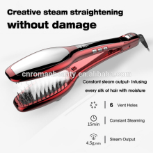 Steam Hair Straightening Brush Double Plate Fast Detangling Straighter Comb