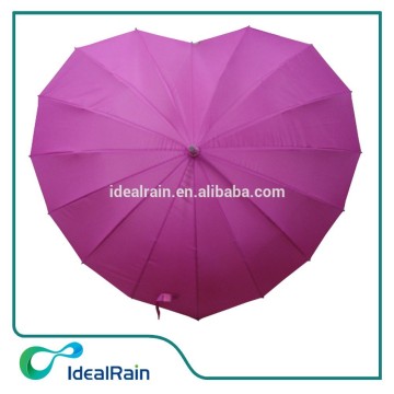 16 ribs manual open walking length custom shape heart umbrella