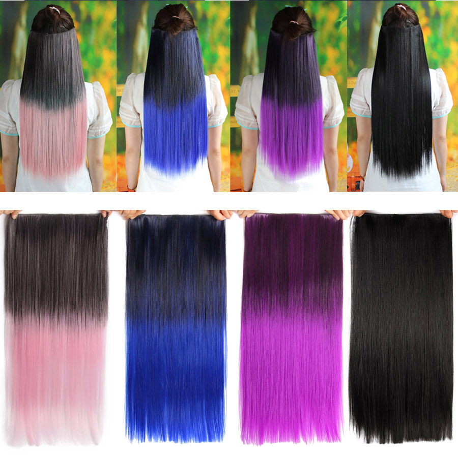 AliLeader 120G Synthetic Silky Straight Hairpiece 22' Clip In Hair Extensions