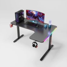 Modern Black Gaming Desk for PC with Foldable Accessories for Internet Cafe