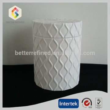 White ceramic glass candle jar