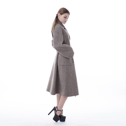 Double-sided medium-length cashmere overcoat