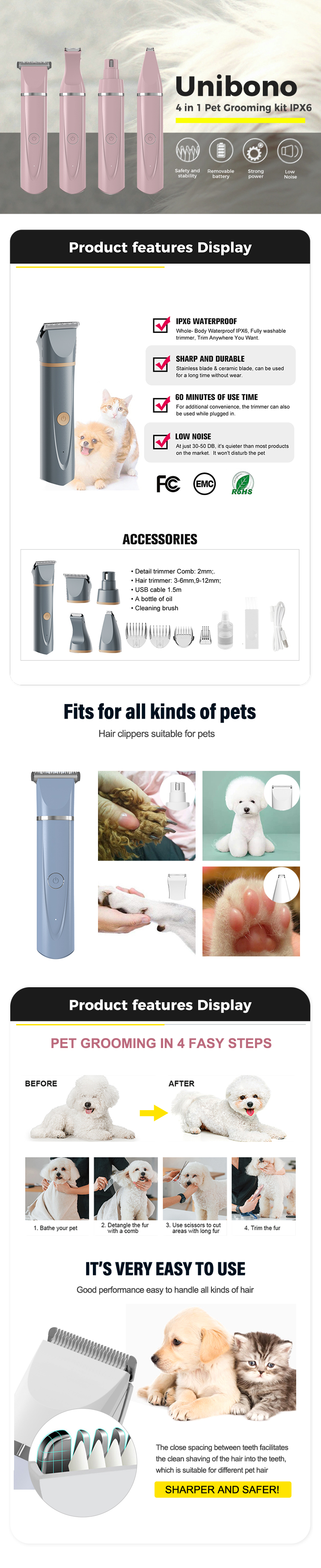 Wholesale animal grooming hiar clippers for small pet