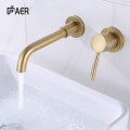 Modern Brushed Gold Wall-Mounted Double-Hole Faucet