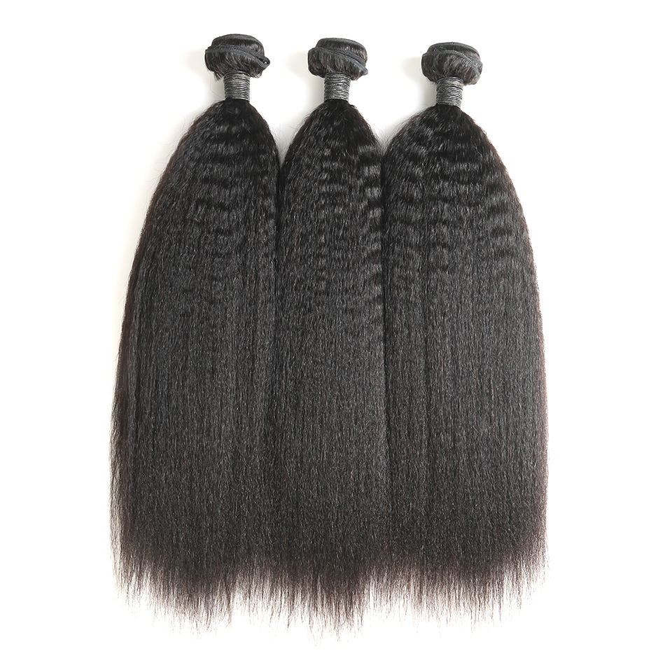 Longshengyuan Hair Factory Big Yaki Kinky Straight 100% Aligned Cuticle Virgin Brazilian Mink Human Hair Weave