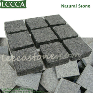 G654 cobble stone dark grey granite paving