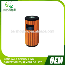 Eco-friendly steel-wood poubelle ashtray waste can