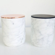 ceramic vessel with wooden lid for soy candles