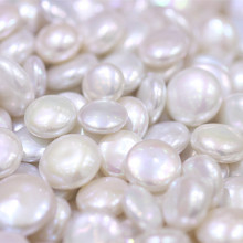 13-14mm Top Quality Natural Coin Shape Baroque White Pearl Beads
