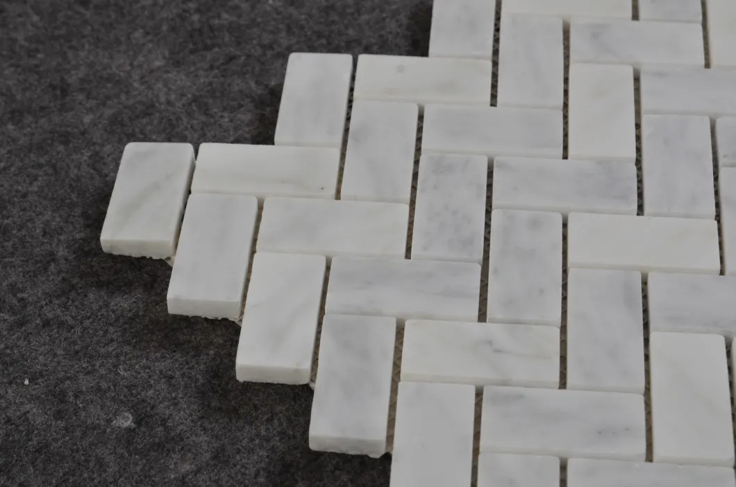 Qatar Style Herringbone Carrara White Marble Mosaic Backsplash Tile