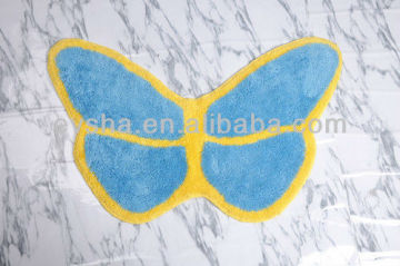 BLUE COLOR BUTTERFLY SHAPE BATHMAT SHANGHAI BATHMAT JACQUARD BATHMAT (EV-B011B-BM)