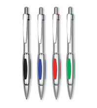 Retractable metal pen with two injectioned grip