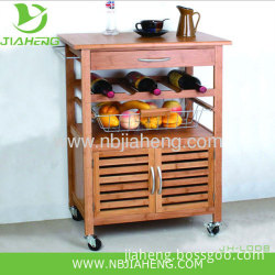 Bambus Und Metall Kuche Wagen Mit Grossen Schrank Und Weinregal