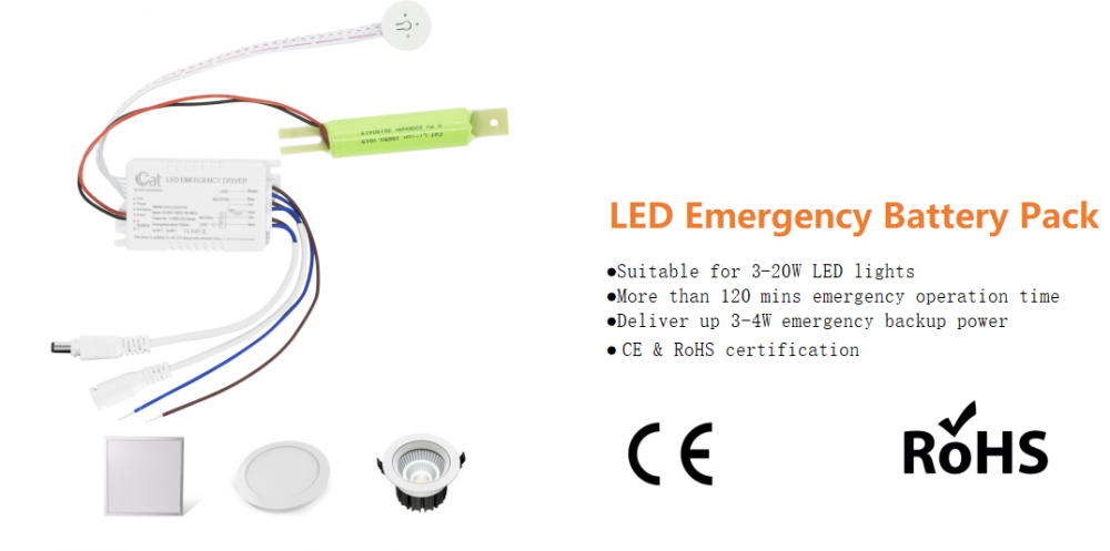 LED emergency battery pack for lights