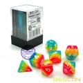 Bescon Fantasy Regenbogen glühend polyedrischen Würfel 7pcs Set Mitternachtssüßigkeit, leuchtende RPG Würfel Set Glow in Dark, Neuheit DND Spiel Würfel