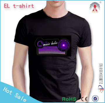 custom logo el t shirts/ led t shirt factory /custom led light t shirt for promotion