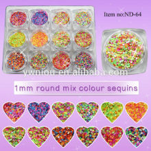 1mm ultrathin dazzling round mixed colors nail sequins