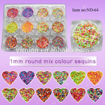1mm ultrathin dazzling round mixed colors nail sequins