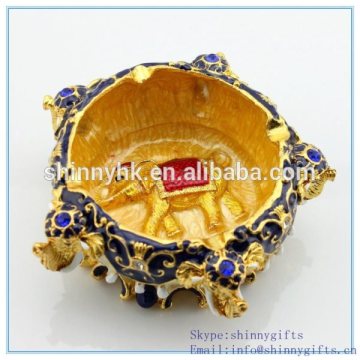 Handmade enamel trinket box with elephant shape jewelry box for decorationSCJ959