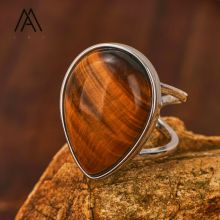 High-Quality Natural Crystal Rings: Water Drop Amethyst, Amazonite, Labradorite Gemstones for Girls