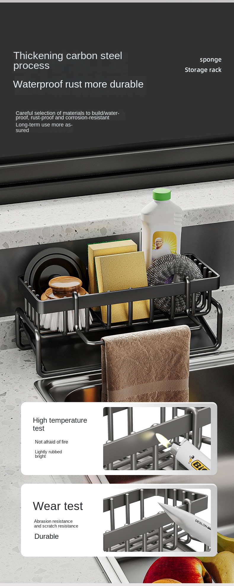 Çift Tutucu Karbon Çelik Lavabo Rafı Double Holder Carbon Steel Sink Rack