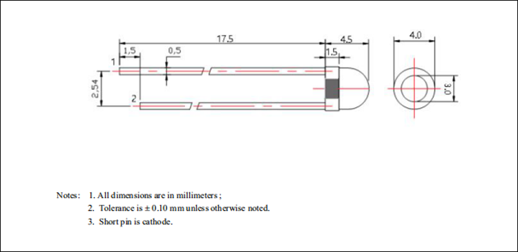 780nm 4.5mm high led