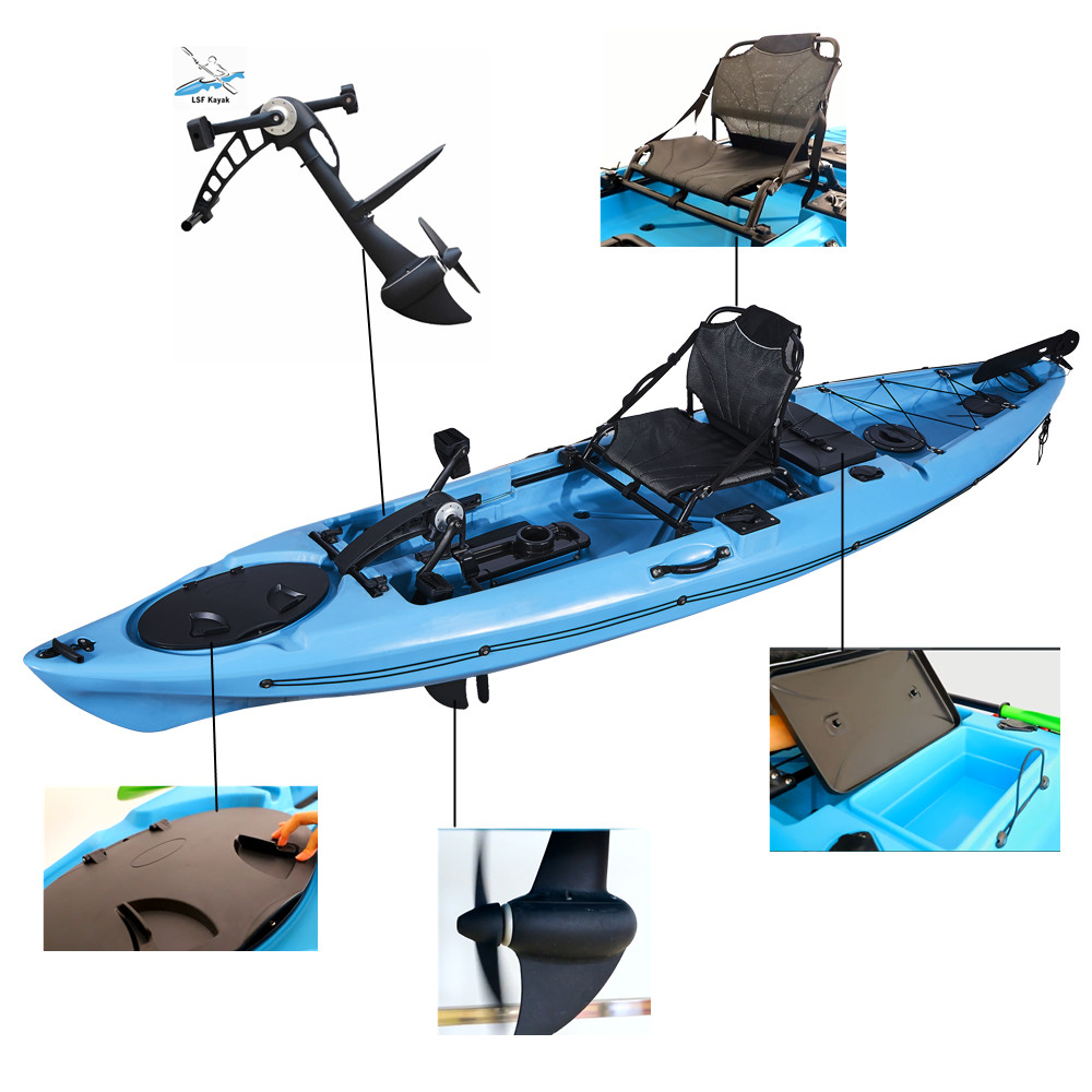 LSF 2021 best sell 12ft new design sit on top lure solo foot pedal drive system fishing canoe kayak
