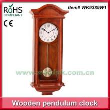 Wooden timber wall clock with decorated pendulum