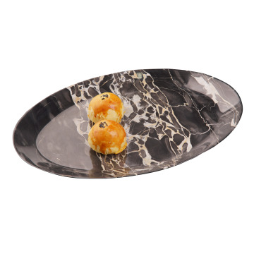 Huaxu Luxury Postmodern Home Decor Nero Portoro Marble Tableware Plates