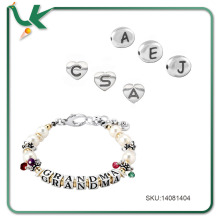 7mm Pewter Oval Letter Beads & Heart Letter Beads