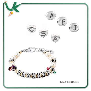 7mm Pewter Oval Letter Beads & Heart Letter Beads
