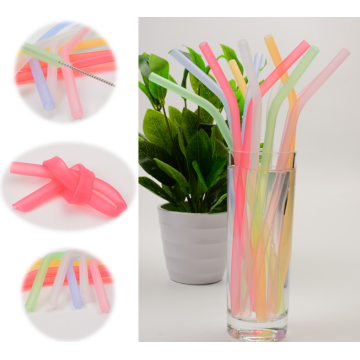 Clear Silicone Straws with cleaning Brushes