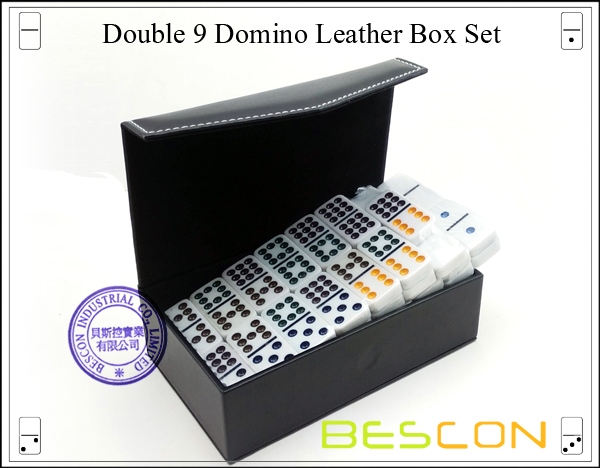 Double 9 Domino Leather Box Set
