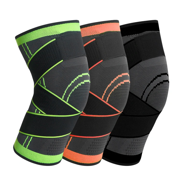 Wholesale Sports Compression Knitted Knee Pads Running Cycling Basketball Breathable Straps Knee Guard