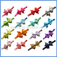Fashion ribbon bow elastic hair bands with elastic loop ribbon bow headbands for kids