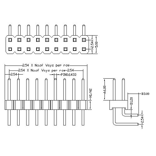 2.54 mm Pin Header Dual Row Angle Type PHER04-XXD