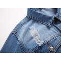 High Quality Men's Ripped Denim Jacket Wholesale Custom