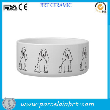 Dog print white porcelain pet food bowl