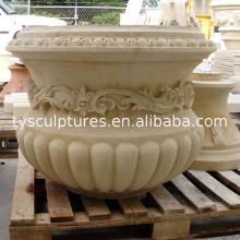 Hot sale natural stone garden planter hand carved marble flowerpot