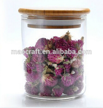 Household storage heat resistant glass sealed scans, glass canister with bamboo lids