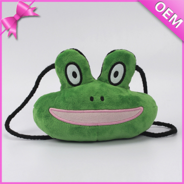Customized Frog Head Shaped Kids Plush Bags, Plush Money Bag, Plush Animal Head Bag